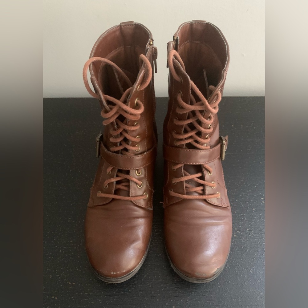 Brown Lace-Up Boots - Picture 2 of 10